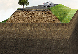 Dam Base Reinforcement with Geo Fabric Geo fabric for dam base reinforcement